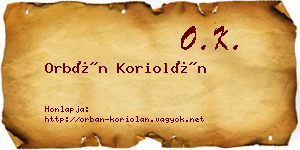 Orbán Koriolán névjegykártya